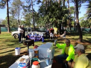 A wide picture showing the ARRL table in the background and the coffee table in the foreground