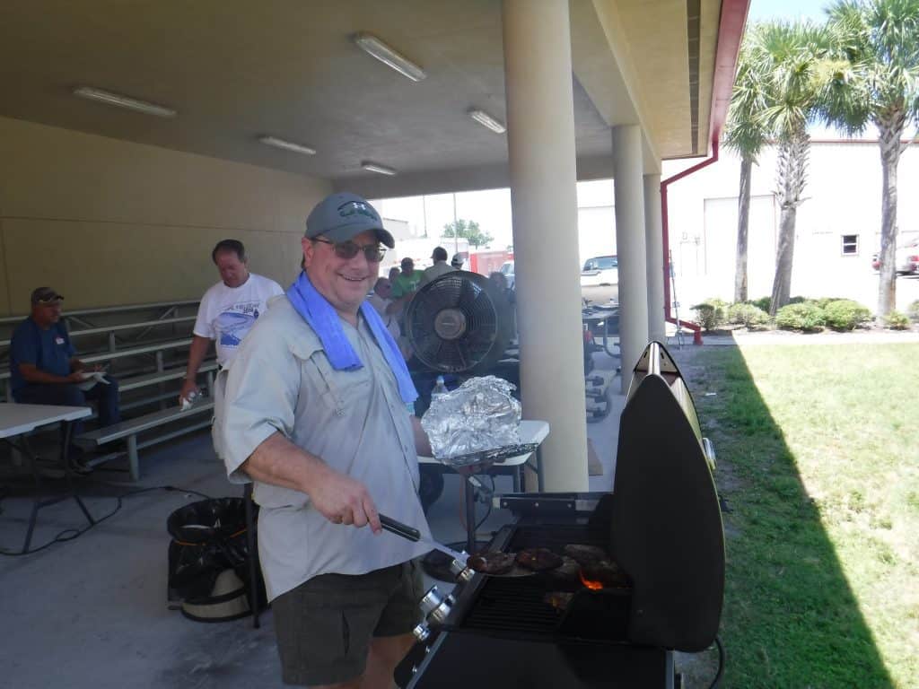 Kevin manning the grill 